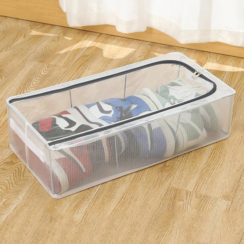 Clear Foldable Shoe Storage Box – Transparent Dustproof Stackable Organizer