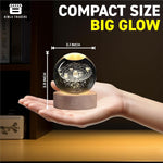 Solar System Crystal Night Lamp with Wooden Base & USB Charging